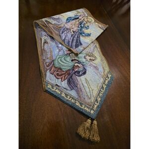 Lena Liu Angel Song Tapestry Table Runner Angels Tassels Christmas Made USA